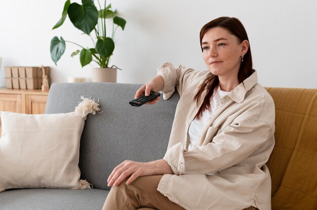 Family member watching television