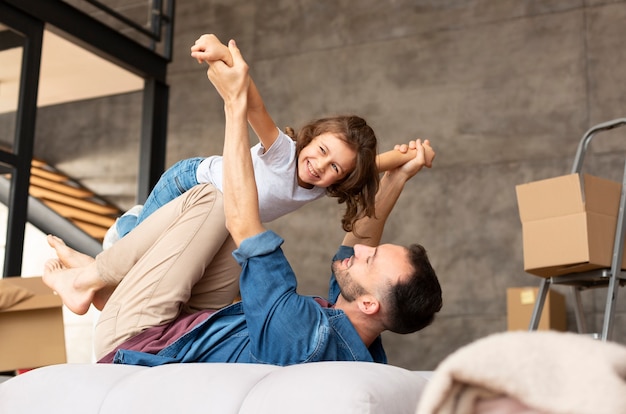 Family moving in a new home