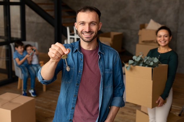 Free photo family moving in a new home