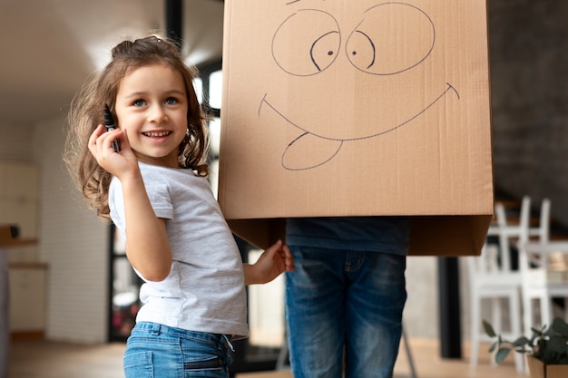 Family moving in a new home