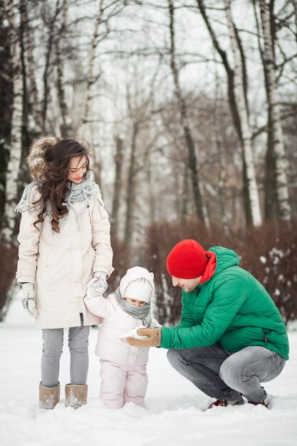 family nature child mother winter