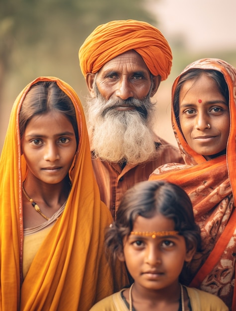 Family portrait of  indian people