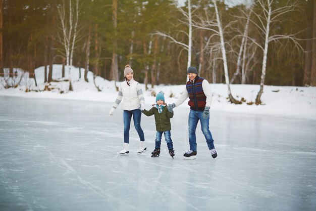 Family portrait on skating rink