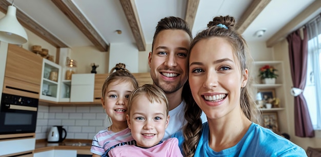 Family showcasing their home