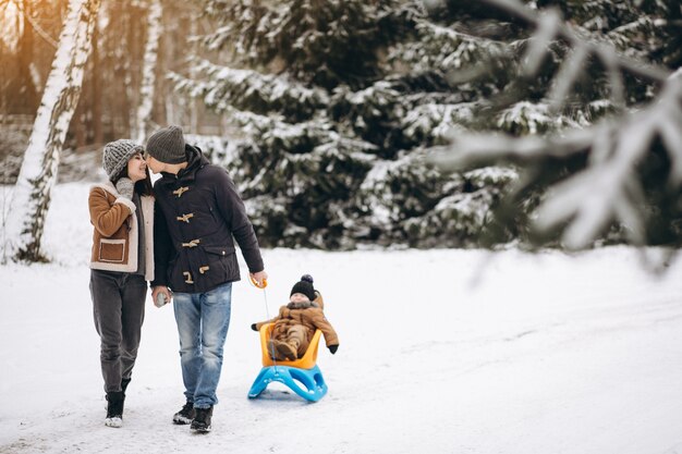 Family on a sleigh ride