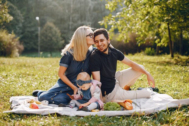 Family spend time in a park