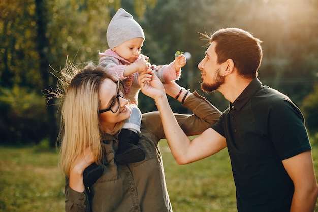 Family spend time in a park