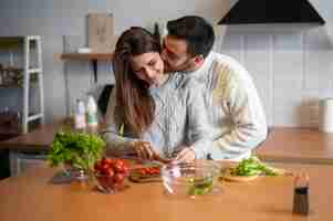 Free photo family spending time together and cooking