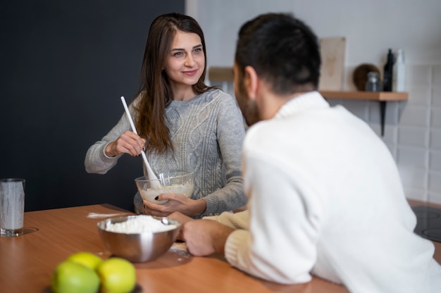 Family spending time together and cooking