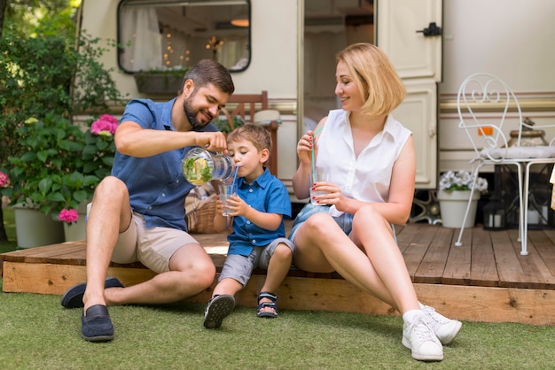 Family spending time together outside