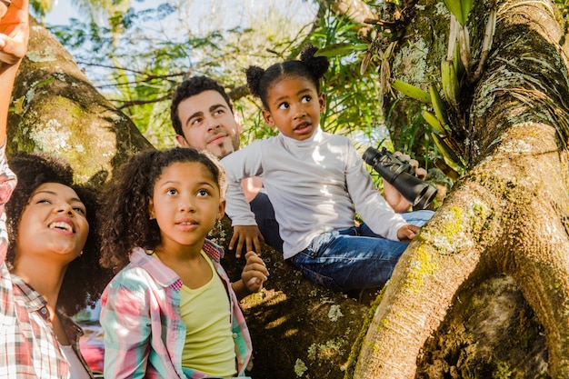 Family at a tree