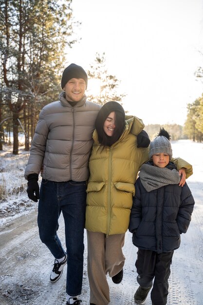 Family walking together in nature