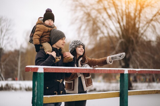 Family in winter outside