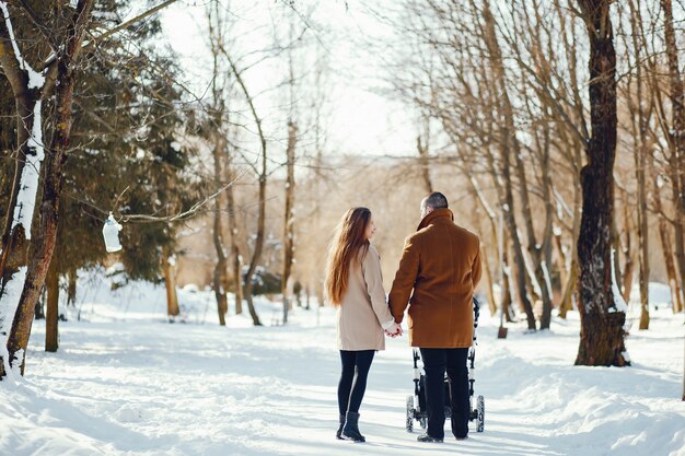 Family in a winter park