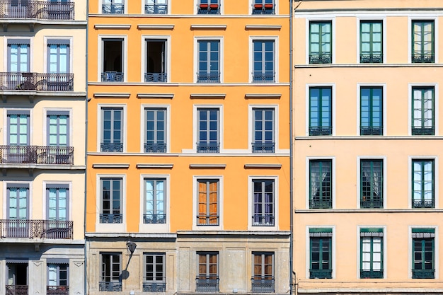 Famous facades in Lyon city, France