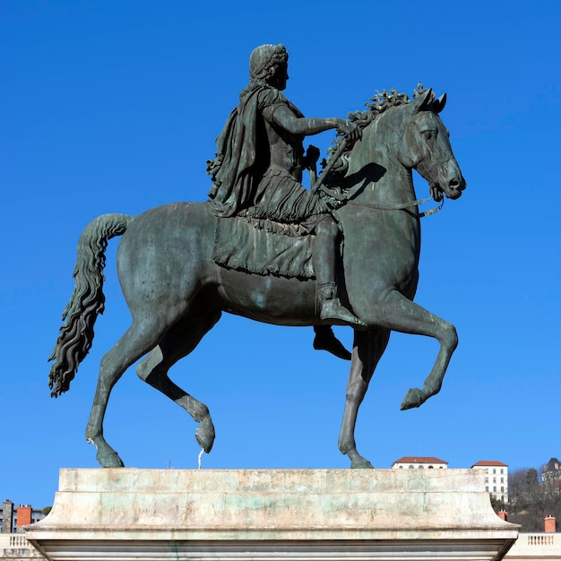 Free photo famous statue of louis xiv in lyon city