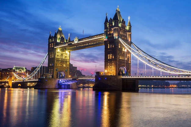 Famous Tower Bridge in the evening, London, England