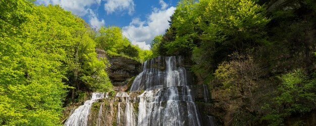 Famous view of Cascade du Herisson in France