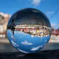 Free photo famous view of lyon through crystal ball