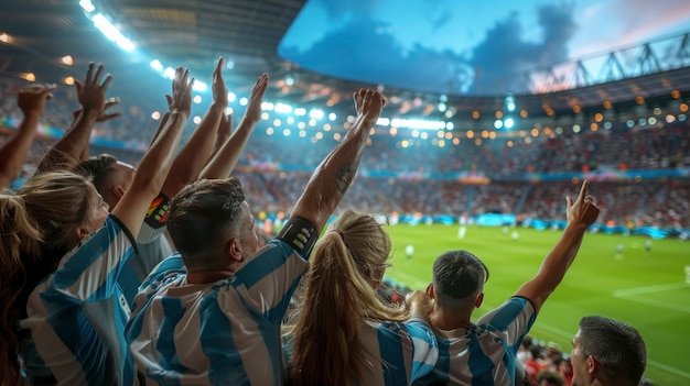 Free photo fans cheering at soccer final between argentina and colombia