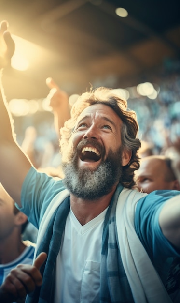 Free photo fans cheering at soccer final between argentina and colombia