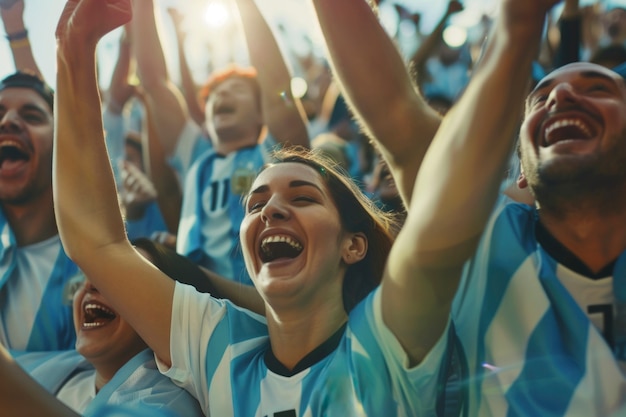 Free photo fans cheering at soccer final between argentina and colombia