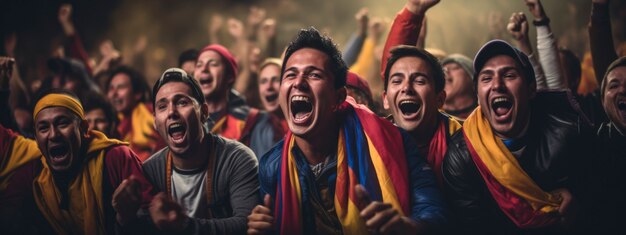 Fans cheering at soccer final between argentina and colombia