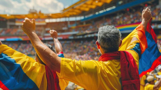 Fans cheering at soccer final between argentina and colombia