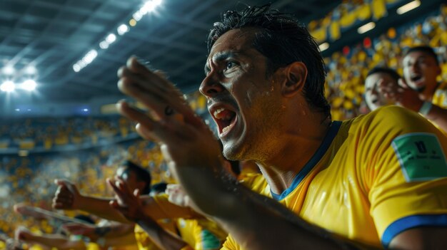 Fans cheering at soccer final between argentina and colombia