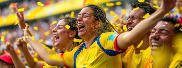 Fans cheering at soccer final between argentina and colombia