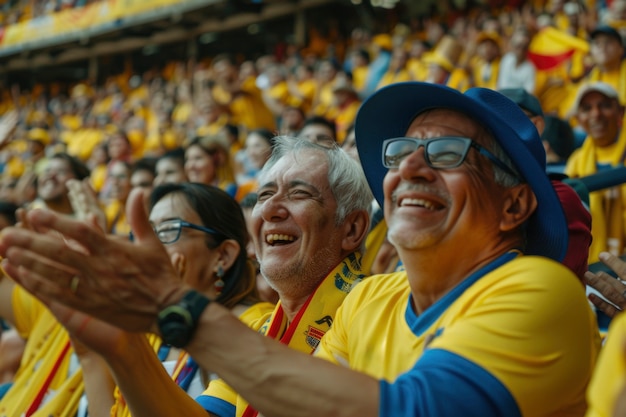 Fans cheering at soccer final between argentina and colombia