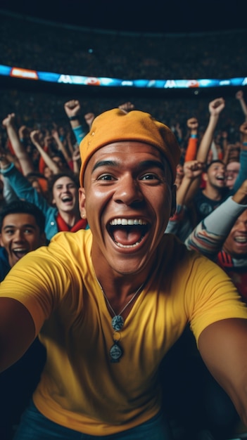 Free photo fans cheering at soccer final between argentina and colombia