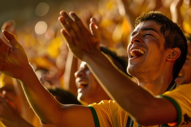 Free photo fans cheering at soccer final between argentina and colombia