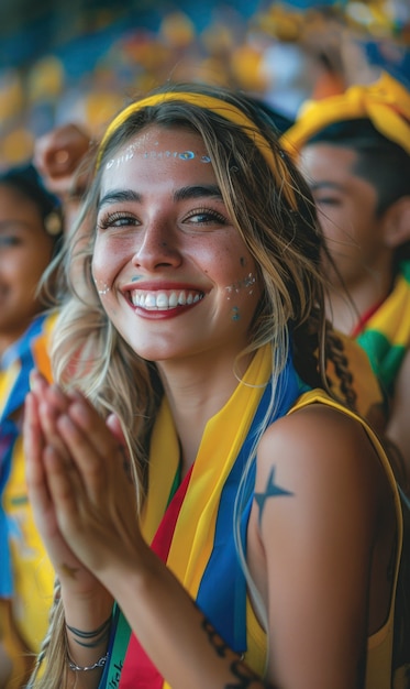 Free photo fans cheering at soccer final between argentina and colombia