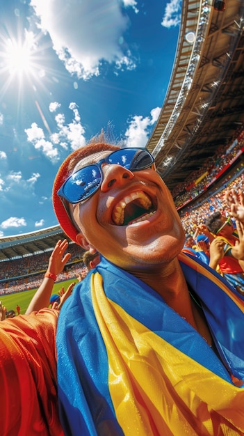 Fans cheering at soccer final between argentina and colombia