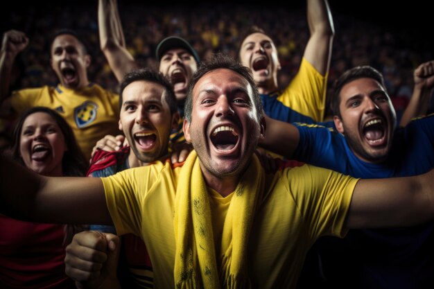 Fans cheering at soccer final between argentina and colombia