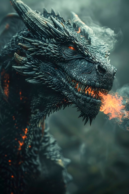 Free photo fantastic detailed dragon