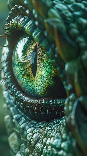 Free Photo fantastic dragon eye close up