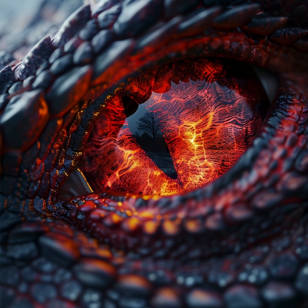 Free Photo fantastic dragon eye close up