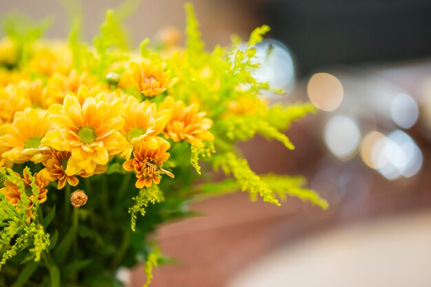 Fantastic yellow flowers with blurred background