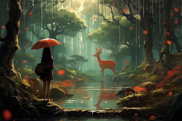 Free photo fantasy anime style scene