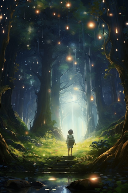 Free Photo fantasy anime style scene