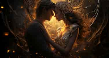 Free photo fantasy characters experiencing love