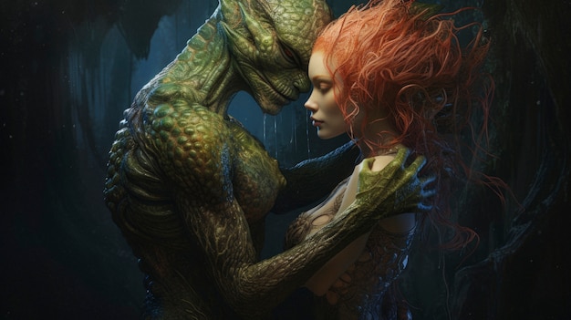 Free photo fantasy characters experiencing love