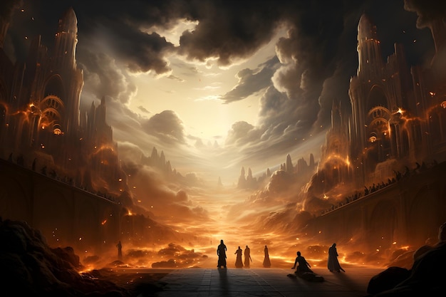 Free photo fantasy concept art burning world