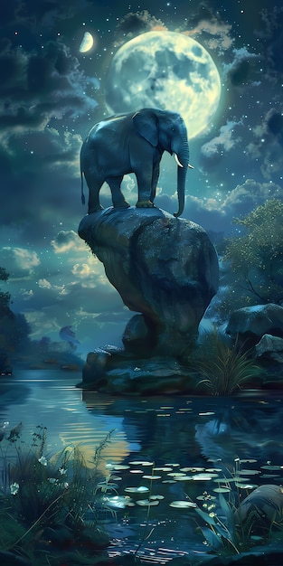 Free photo fantasy elephant illustration