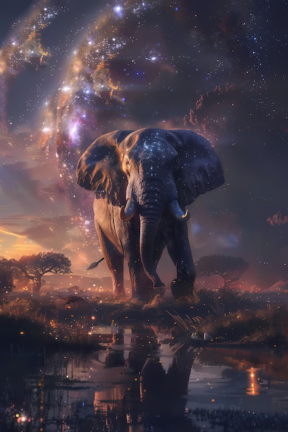 Free photo fantasy elephant illustration