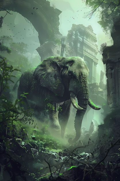 Free photo fantasy elephant illustration