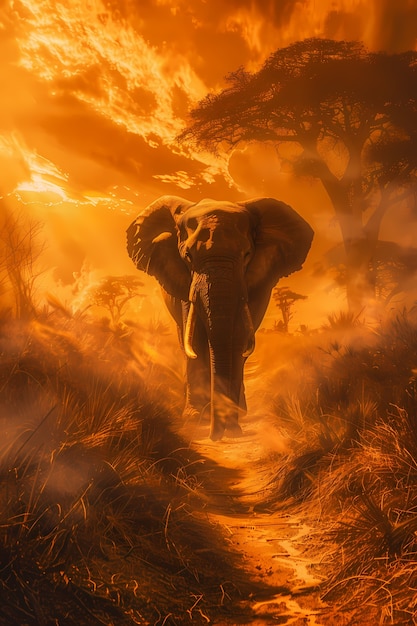 Free photo fantasy elephant illustration