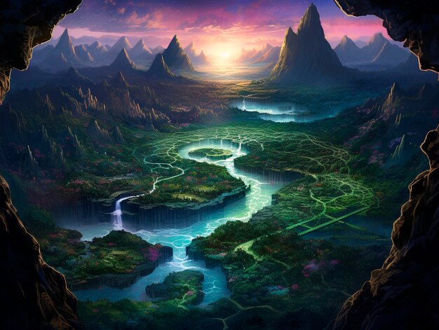 Fantasy endless hole landscape